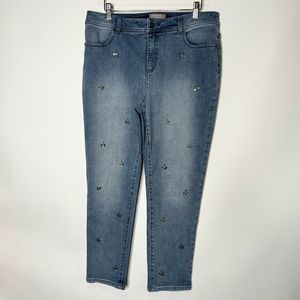 Chico's Fabulously Slimming Jeans Ankle High Rise Gems Women's Size 1  M